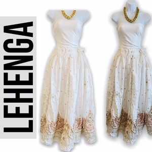 White Embellished Lehenga Adjustable Size Dress